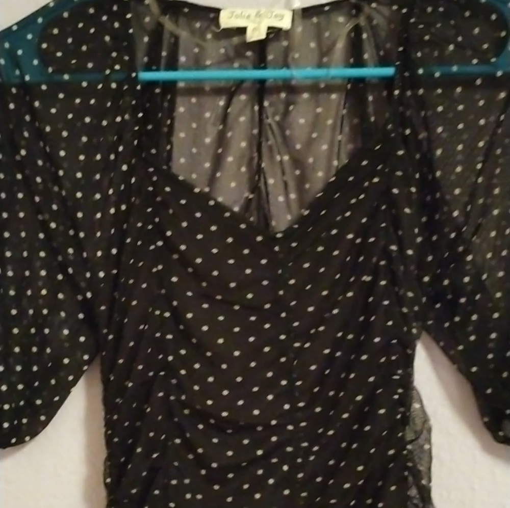 Sheer see through back black shirt